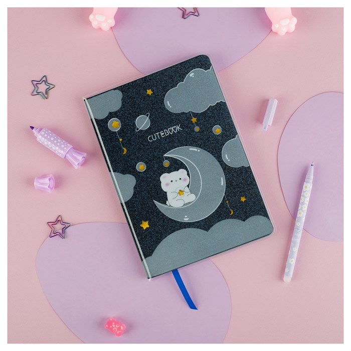 Записная книжка А5 80л., ЛАЙТ, кожзам, MESHU "Cutestar", съемная пластиковая обложка с дизайном, пантон, белила, блок в линию R358210 - фото 519532