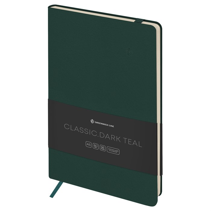 Записная книжка А5 96л. ЛАЙТ, кожзам, Greenwich Line "Classic. Dark teal", с резинкой, блок без линовки R358029 - фото 519560