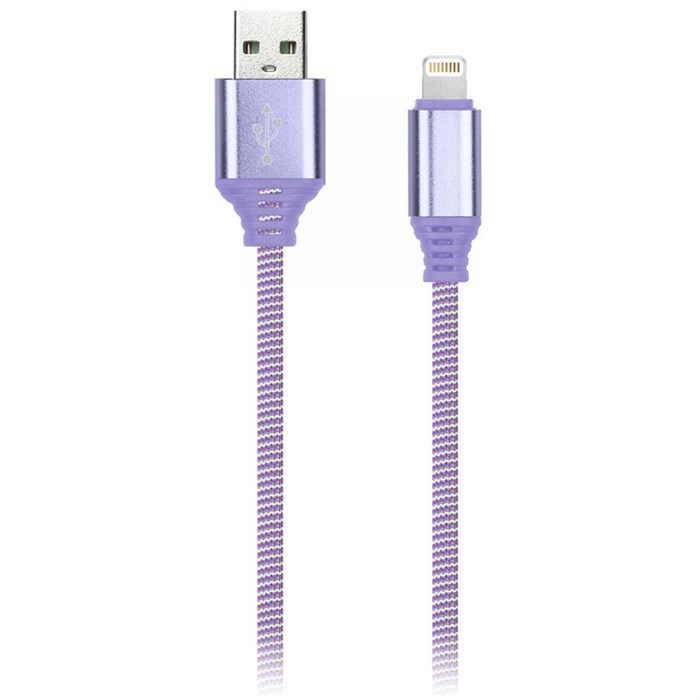 Кабель Smartbuy iK-512NS, USB - Lightning, для Apple, в оплетке, 2A output, 1м, фиолетовый R321348 - фото 521107