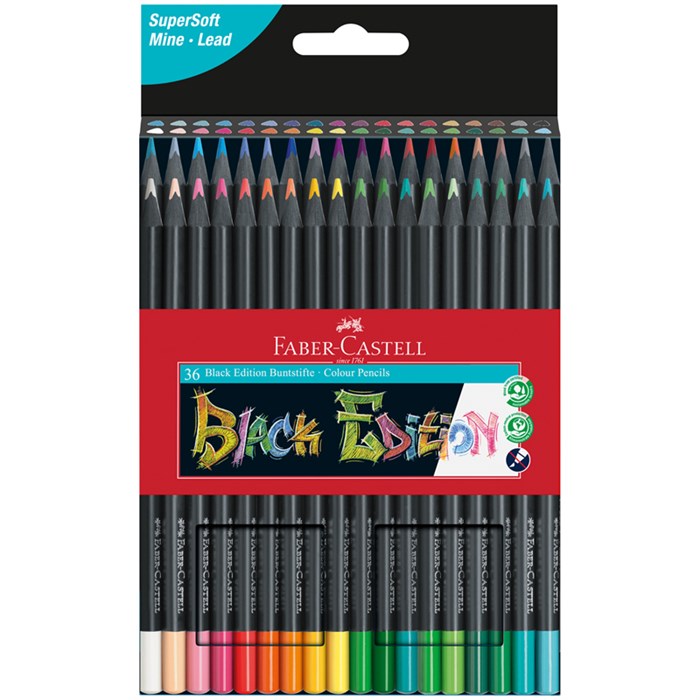 Карандаши цветные Faber-Castell "Black Edition", 36цв., трехгран., черное дерево, заточен., картон. R306074 - фото 522901