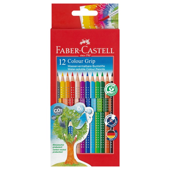 Карандаши цветные Faber-Castell "Grip", 12цв., трехгран., заточен., картон, европодвес R286229 - фото 522910