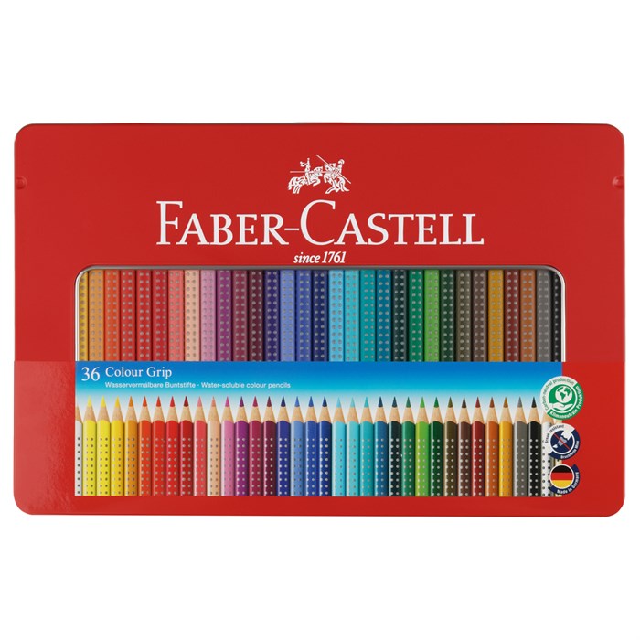 Карандаши цветные Faber-Castell "Grip", 36цв., трехгран., заточен., метал. упак. R286606 - фото 522945