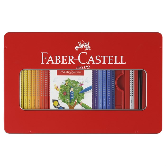 Карандаши цветные Faber-Castell "Grip", 48цв., трехгран., заточ.+ч/г кар. Grip+точилка+кисть, метал. коробка R286597 - фото 522954