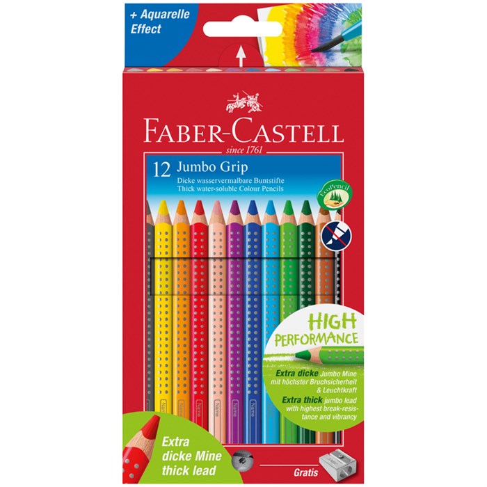 Карандаши цветные Faber-Castell "Jumbo Grip", 12цв., трехгран., утолщен., заточен., картон, европодв R286233 - фото 522969