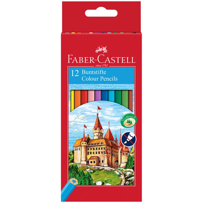 Карандаши цветные Faber-Castell "Замок", 12цв., шестигр., заточ., картон, европодвес R286241 - фото 522988