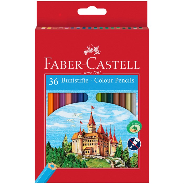 Карандаши цветные Faber-Castell "Замок", 36цв., шестигр., заточ., картон, европодвес R286243 - фото 523009