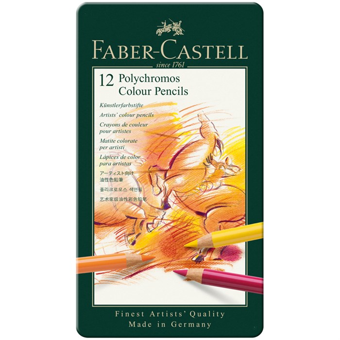 Карандаши цветные художественные Faber-Castell "Polychromos", 12цв., заточен., метал. коробка R285919 - фото 524357