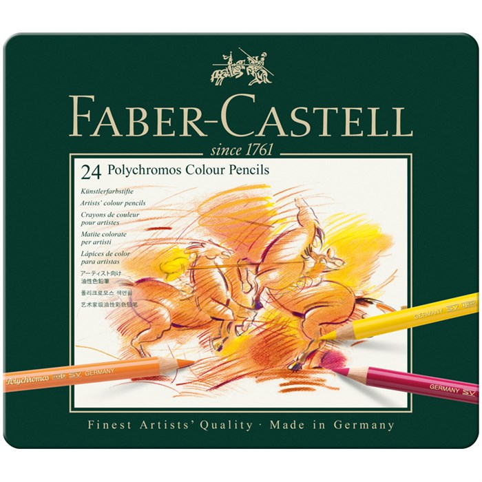 Карандаши цветные художественные Faber-Castell "Polychromos", 24цв., заточен., метал. коробка R285921 - фото 524369