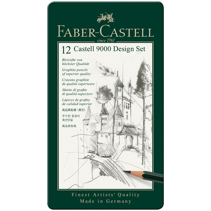 Набор карандашей ч/г Faber-Castell "Castell 9000 Design Set", 12шт., 5H-5B, заточен., метал. кор. R285936 - фото 525392