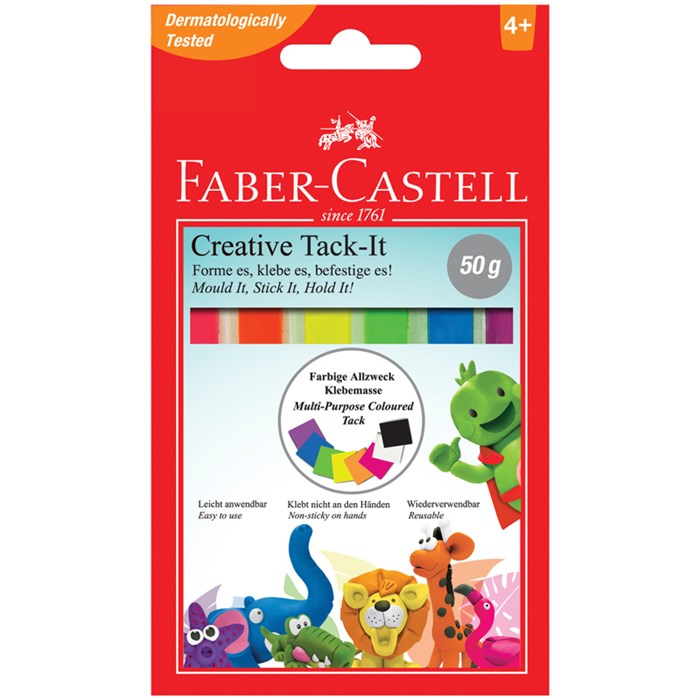 Масса для приклеивания Faber-Castell "Tack-It Creative", 50г, цветная, картон. уп., европодвес R286599 - фото 530196