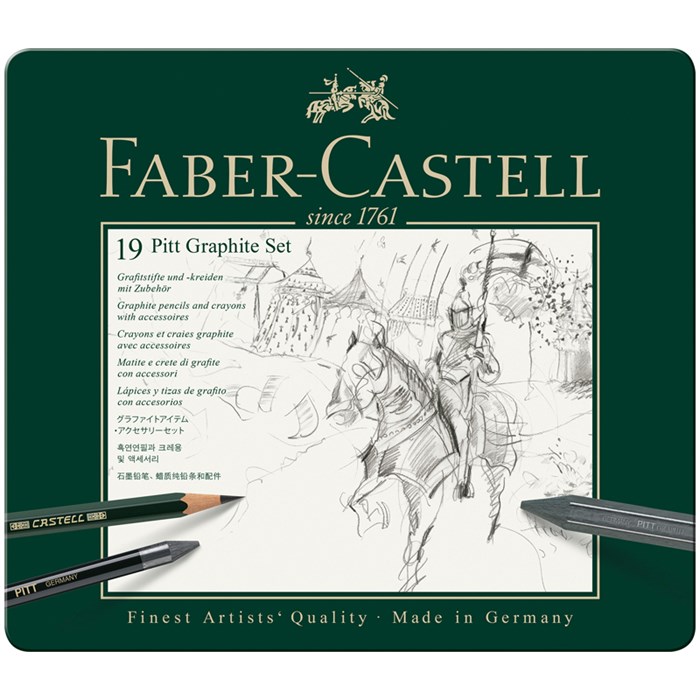 Набор карандашей ч/г Faber-Castell "Pitt Graphite", 19 предметов, заточен., метал. кор. R285940 - фото 546717