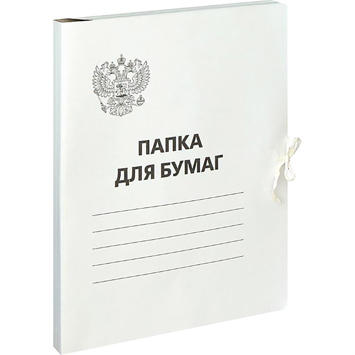 Папка для бумаг с завязками OfficeSpace, Герб России, картон немелованный, 300г/м2, белый, до 200л. R257310 - фото 553301