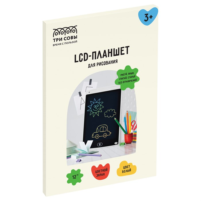 Планшет для рисования LCD, ТРИ СОВЫ, 12", белый R363637 - фото 562510