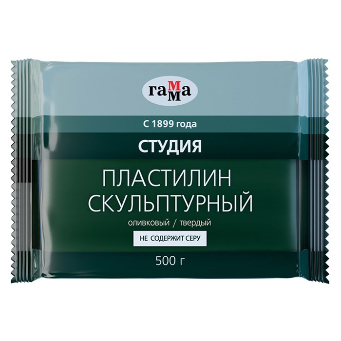 Пластилин скульптурный Гамма "Студия", оливковый, твердый, 500г, пакет R117634 - фото 562650