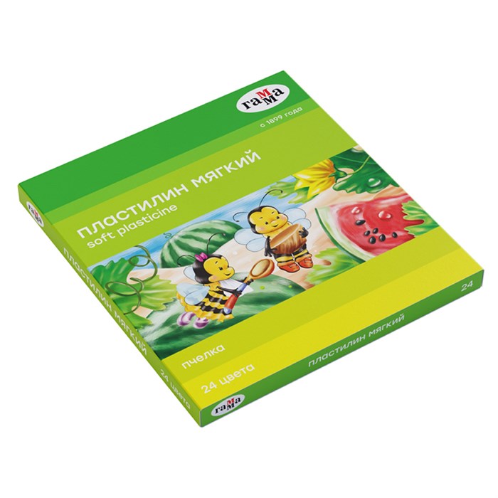 Пластилин восковой мягкий Гамма "Пчелка", 24 цвета, 360г, со стеком, картон. упаковка R310377 - фото 562769