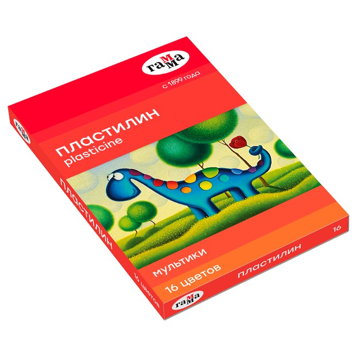 Пластилин Гамма "Мультики", 16 цветов, 320г, со стеком, картон. упаковка R262527 - фото 562873