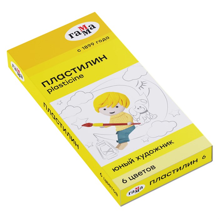 Пластилин Гамма "Юный художник" NEW, 06 цветов, 84г, со стеком, картон. упаковка R298642 - фото 562978