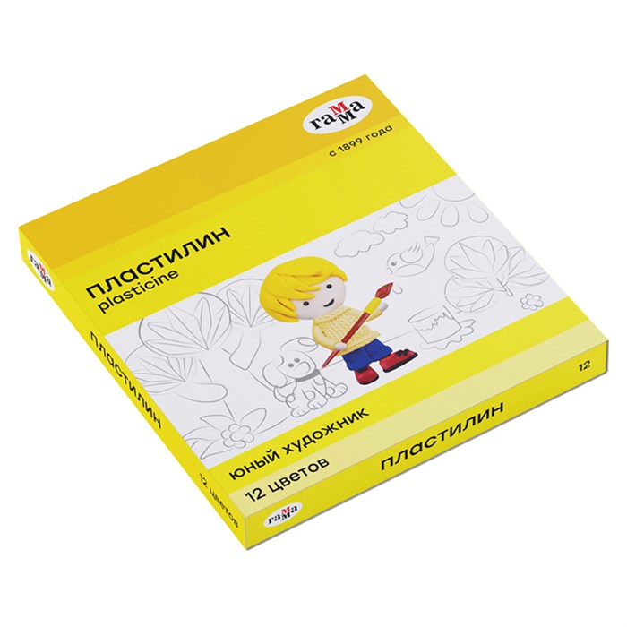 Пластилин Гамма "Юный художник" NEW, 12 цветов, 168г, со стеком, картон. упаковка R298646 - фото 563002
