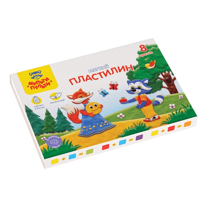 Пластилин Мульти-Пульти "Енот в сказке", 08 цветов, 96г, со стеком, картон R328893 - фото 563118