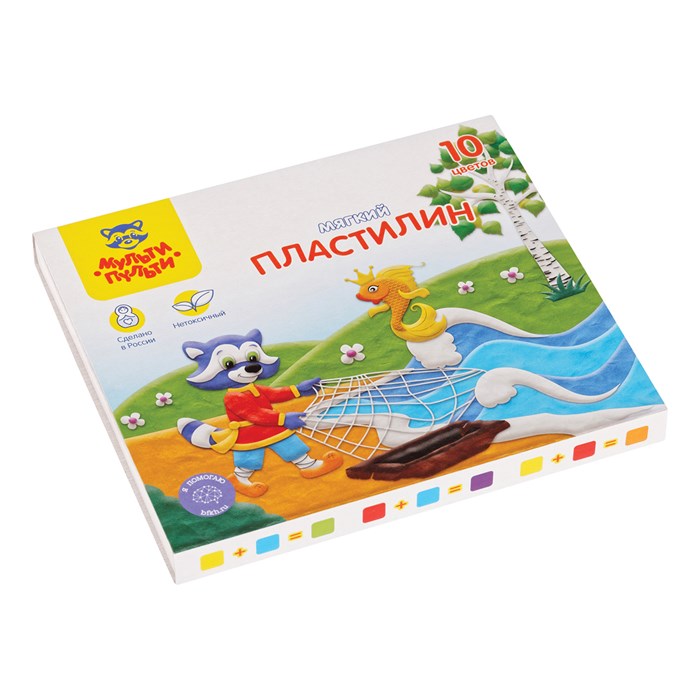 Пластилин Мульти-Пульти "Енот в сказке", 10 цветов, 120г, со стеком, картон R328894 - фото 563127