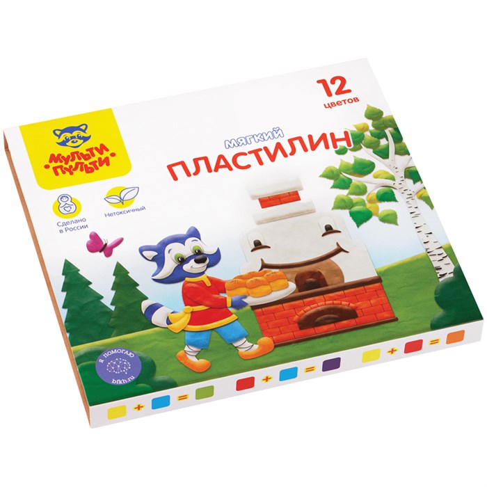 Пластилин Мульти-Пульти "Енот в сказке", 12 цветов, 144г, со стеком, картон R328896 - фото 563145