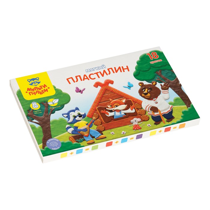 Пластилин Мульти-Пульти "Енот в сказке", 18 цветов, 216гр, со стеком, картон R328898 - фото 563159