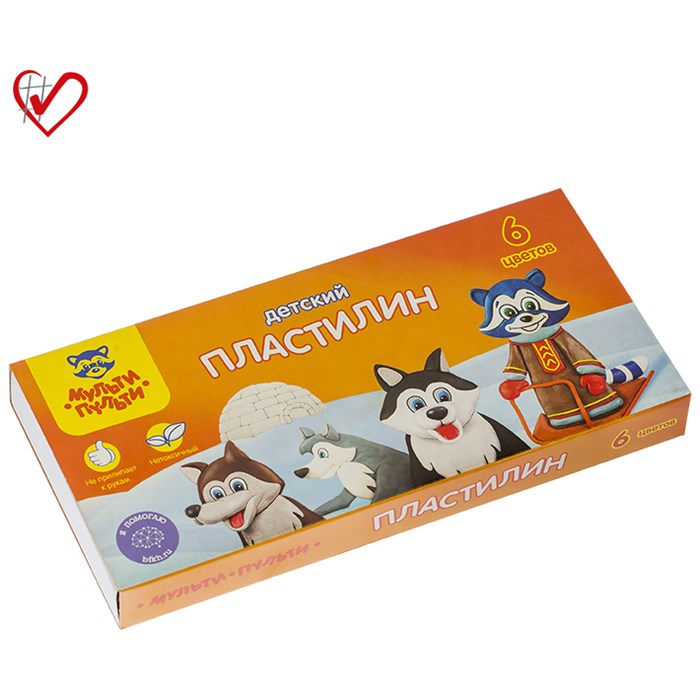 Пластилин Мульти-Пульти "Енот на Аляске", 06 цветов, 90г, со стеком, картон R236486 - фото 563168