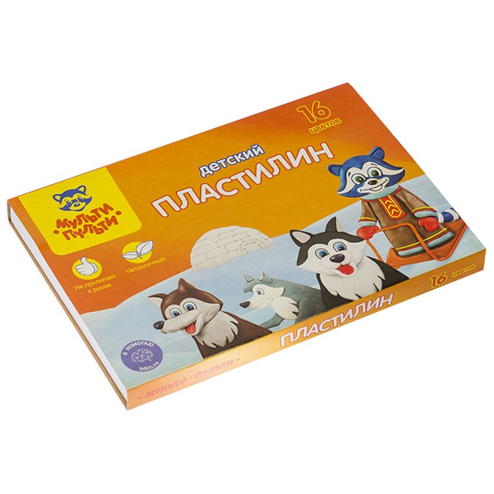 Пластилин Мульти-Пульти "Енот на Аляске", 16 цветов, 240г, со стеком, картон R236490 - фото 563196