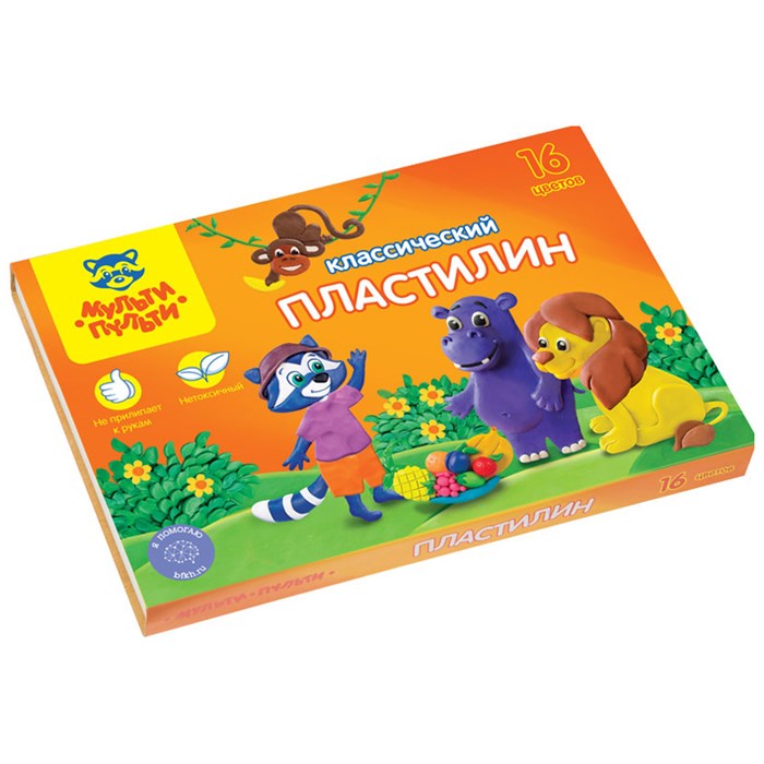 Пластилин Мульти-Пульти "Приключения Енота", 16 цветов, 320г, со стеком, картон R236484 - фото 563237