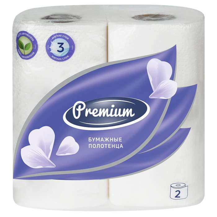 Полотенца бумажные в рулонах OfficeClean "Premium", 3-слойные, 11м/рул., тиснение, белые, 2шт. R279677 - фото 564772