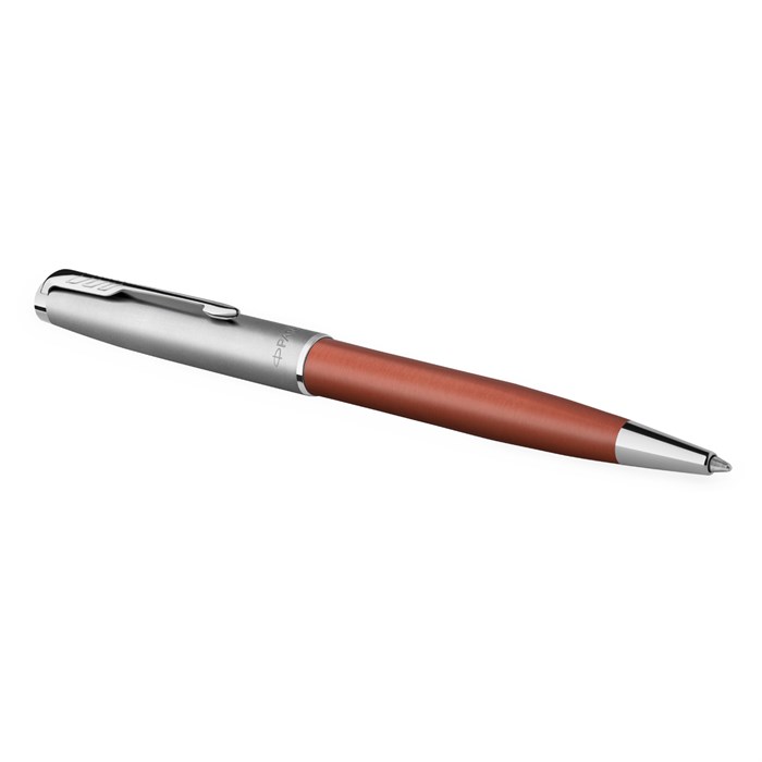 Ручка шариковая Parker "Sonnet Sand Blasted Metal&Orange Lacquer" черная, 1,0мм, поворот., подарочная упаковка R359509 - фото 572550