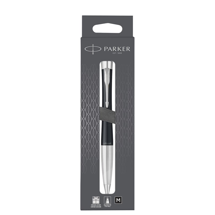 Ручка шариковая Parker "Urban Muted Black CT" черная, 1,0мм, поворотн., подарочная упаковка с европодвесом R359539 - фото 572573