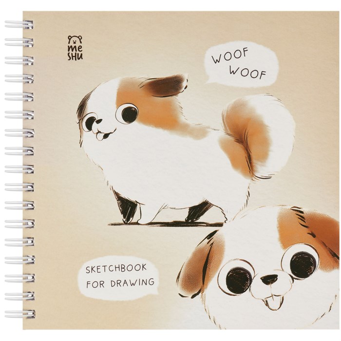 Скетчбук 60л., 150*150 MESHU "Cute dog", на гребне, soft-touch, 120г/м2 R375488 - фото 576471