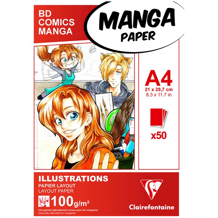 Скетчбук для маркеров 50л., А4 Clairefontaine "Manga Illustrations", на склейке, 100г/м2 R320262 - фото 577001