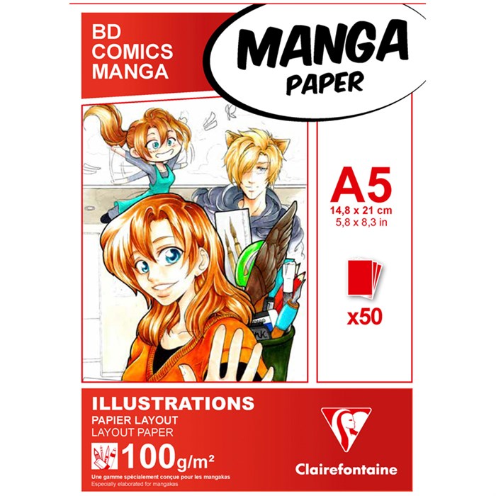 Скетчбук для маркеров 50л., А5 Clairefontaine "Manga Illustrations", на склейке, 100г/м2 R320261 - фото 577008