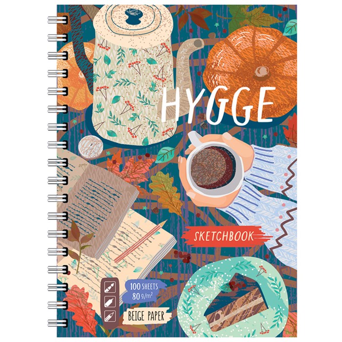 Скетчбук-тетрадь 100л., А5 BG "Hygge", на гребне, матовая ламинация, бежевый блок, твердая обложка, 80г/м2 R315277 - фото 577106