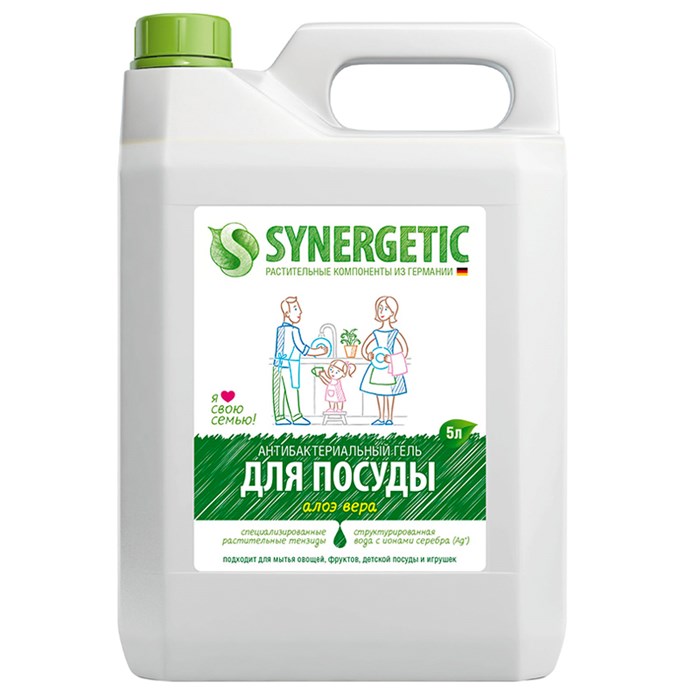 Средство для мытья посуды, фруктов, игрушек Synergetic "Алоэ", антибакт., концентрат, канистра, 5л R286521 - фото 577827