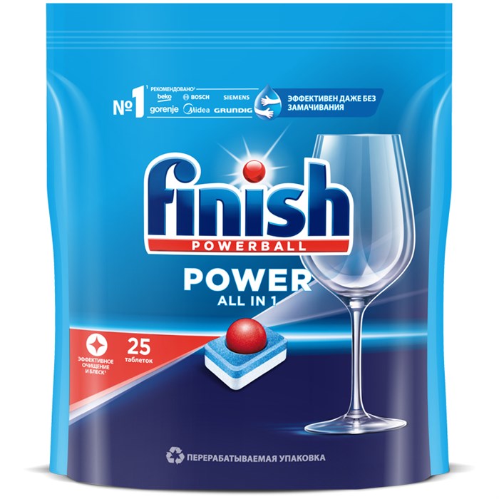 Таблетки для посудомоечной машины Finish Power "All in 1", 25шт. R269375 - фото 577927