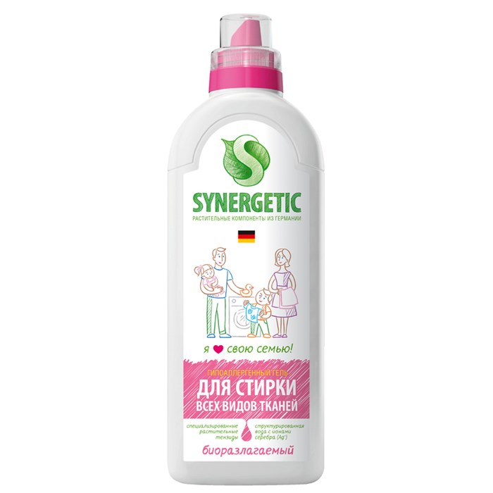 Гель для стирки Synergetic, универсальный, гиппоаллергенный, биоразлагаемый, 1л R283916 - фото 578133