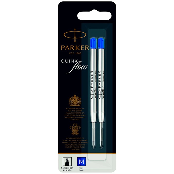 Стержень шариковый объемный Parker "QuinkFlow Ball Point" синий, 98мм, 1,0мм, метал. корпус, 2шт., блистер R326367 - фото 578895