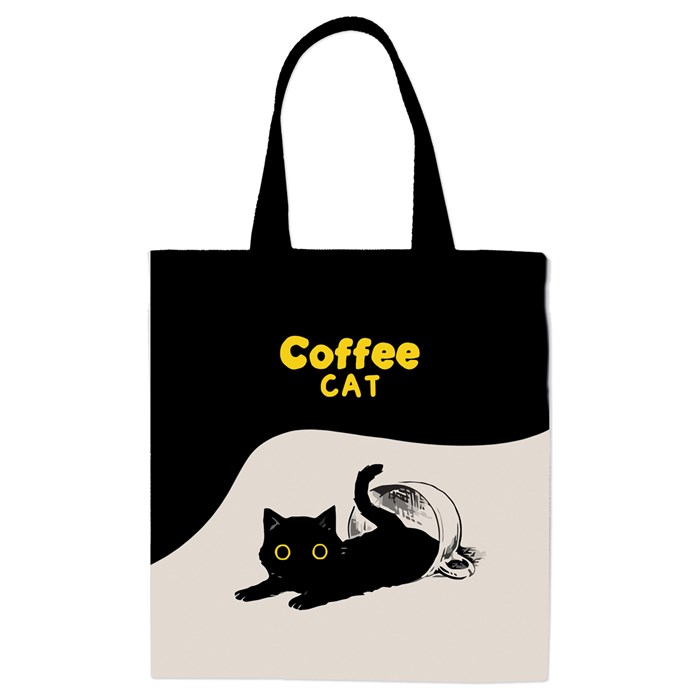 Сумка-шоппер MESHU "Coffee Cat", 33*40см, канвас, с карманом R367763 - фото 579547