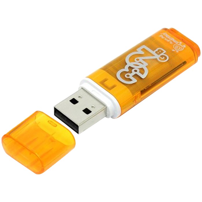 Память Smart Buy "Glossy"  32GB, USB 2.0 Flash Drive, оранжевый R230857 - фото 603722