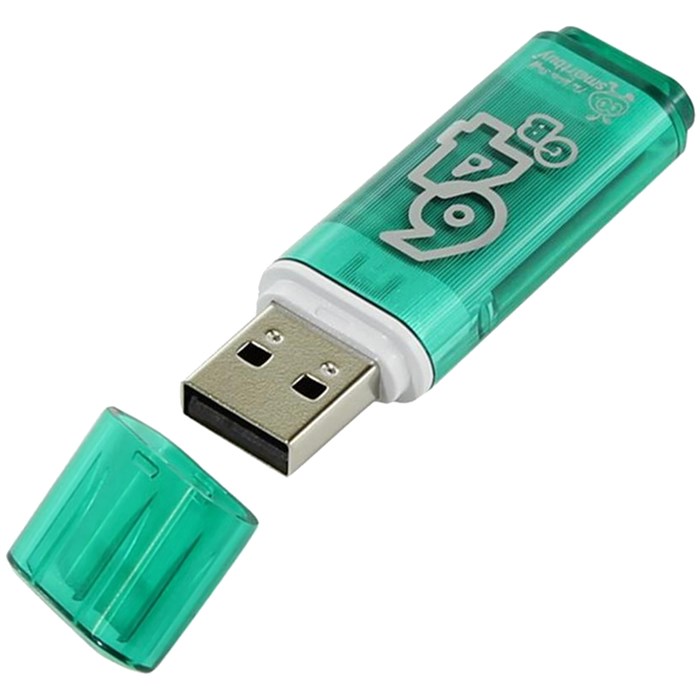 Память Smart Buy "Glossy"  64GB, USB 2.0 Flash Drive, зеленый R230860 - фото 603730