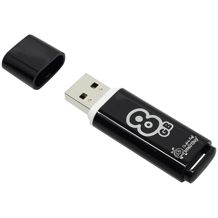 Память Smart Buy "Glossy"  8GB, USB 2.0 Flash Drive, черный R230826 - фото 603740