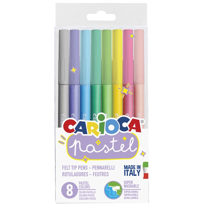 Фломастеры Carioca "Pastel", 08цв., смываемые, ПВХ, европодвес R302282 - фото 604353