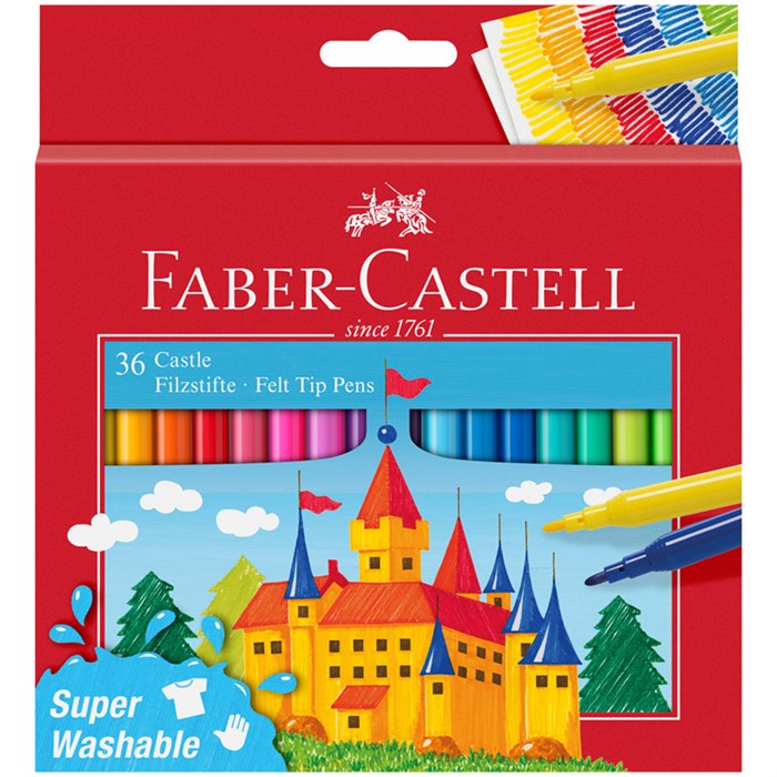 Фломастеры Faber-Castell "Замок", 36цв., смываемые, картон, европодвес R315949 - фото 604425