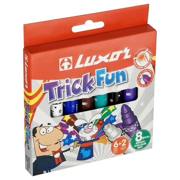 Фломастеры Luxor "Trick Fun ", меняющие цвет, утолщенные, 06цв.+2, 8шт., картон, европодвес R361673 - фото 604515