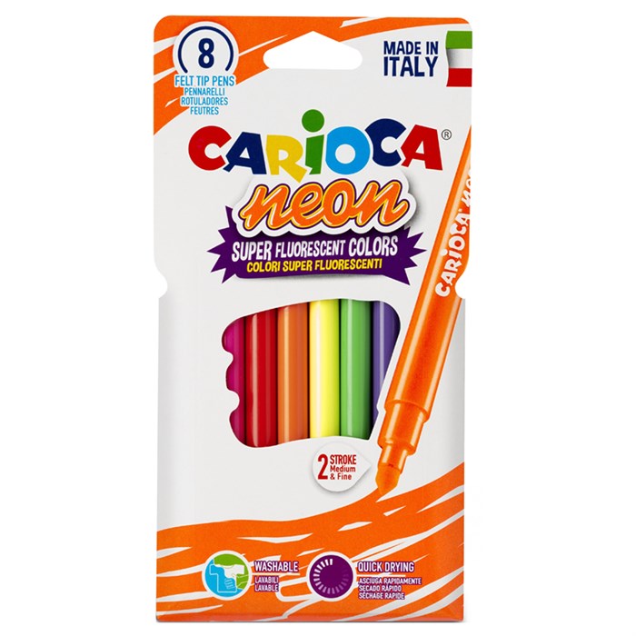 Фломастеры неоновые Carioca "Neon", 08цв., смываемые, картон, европодвес R229556 - фото 604934