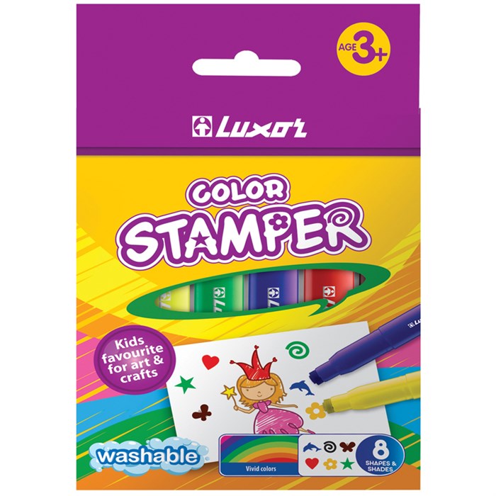 Фломастеры-штампы Luxor "Color Stamper", 08цв., смываемые, картон, европодвес R233893 - фото 604962