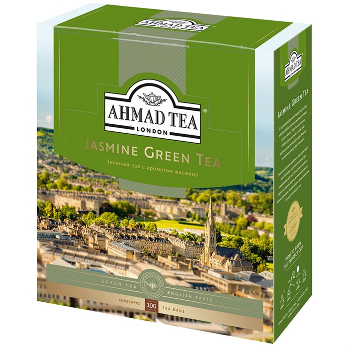 Чай Ahmad Tea "Jasmine Green Tea", зеленый с жасмином, 100 фольг. пакетиков по 2г R266915 - фото 606490